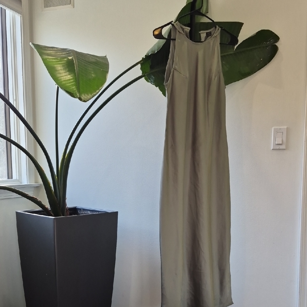 SHEIN Olive Green Sleeveless Maxi Slip Dress